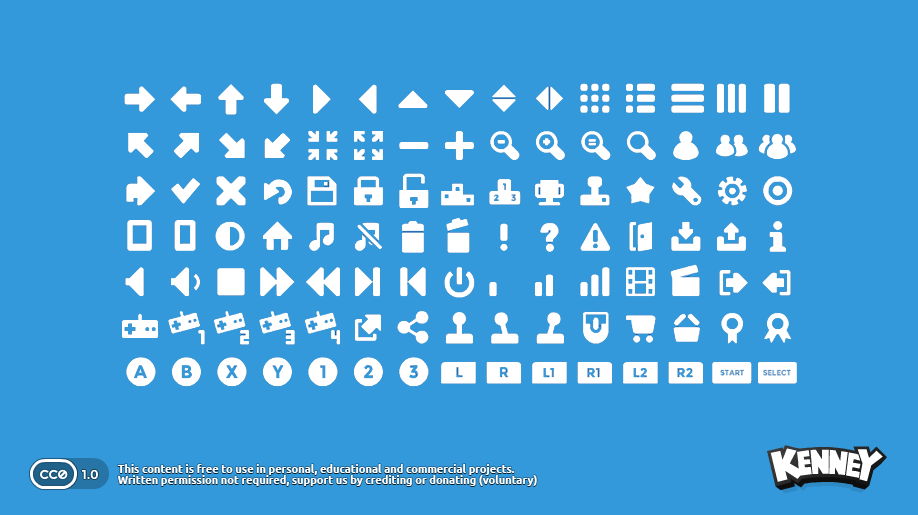 ภาพ Game Icons เป็นไอคอนลูกศร ตั้งค่า หยุดเกม เซฟ และปุ่มควบคุม