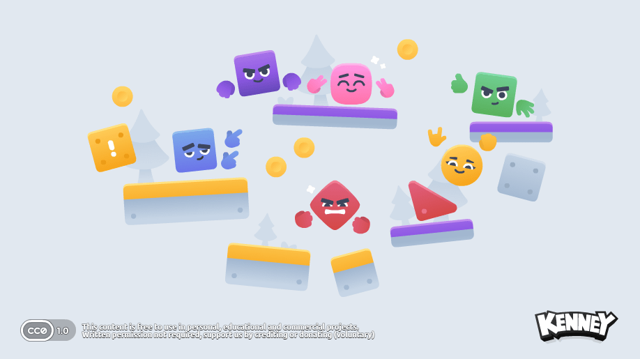 ภาพตัวอย่าง Shape Characters มีตัวละครรูปทรงเรขาคณิตหลากสี